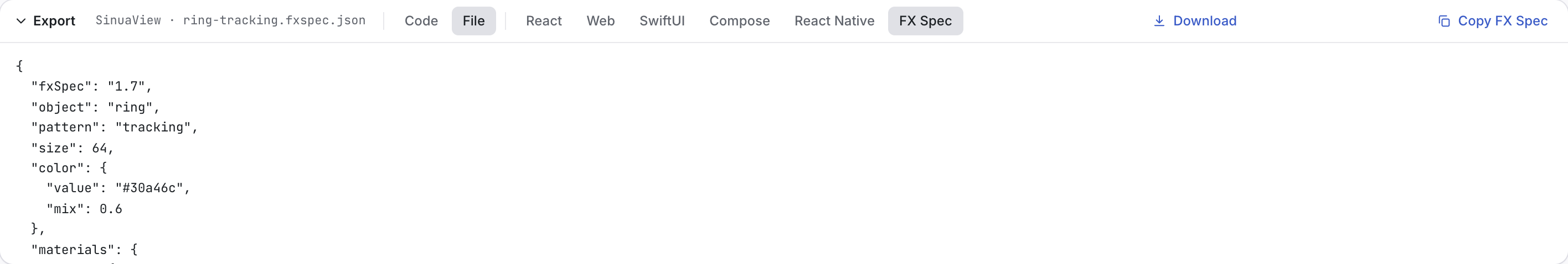 The same drawer in File mode, showing the FX Spec